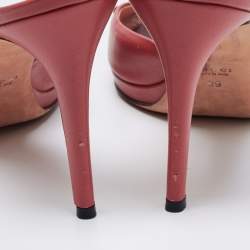 Pre Owned Gucci Pink Leather Hollywood Slide Sandals Size 39