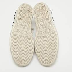 Pre Owned Gucci White Leather Floral Embroidered Ace Sneakers Size 40