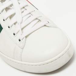 مملوكة مسبقًا Gucci White Leather Bee Embroidered Ace Sneakers Size 38