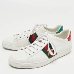 مملوكة مسبقًا Gucci White Leather Bee Embroidered Ace Sneakers Size 38