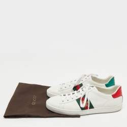 مملوكة مسبقًا Gucci White Leather Bee Embroidered Ace Sneakers Size 38