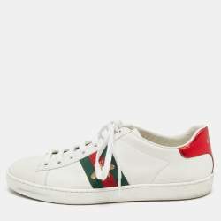 مملوكة مسبقًا Gucci White Leather Bee Embroidered Ace Sneakers Size 38