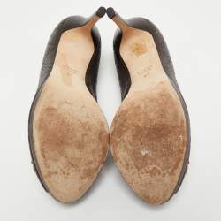 Pre Owned Gucci Brown Guccissima Leather Horsebit Peep Toe Pumps Size 37