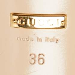 Pre Owned Gucci Metallic Green Leather Crystal Embellished Slide Sandals Size 36