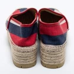 Pre Owned Gucci Multicolor Canvas Sylvie Platform Espadrilles Size 39