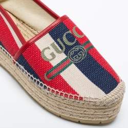 Pre Owned Gucci Multicolor Canvas Sylvie Platform Espadrilles Size 39