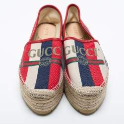 Pre Owned Gucci Multicolor Canvas Sylvie Platform Espadrilles Size 39