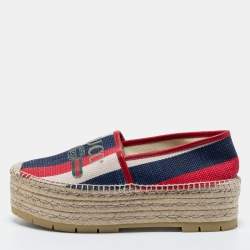Pre Owned Gucci Multicolor Canvas Sylvie Platform Espadrilles Size 39