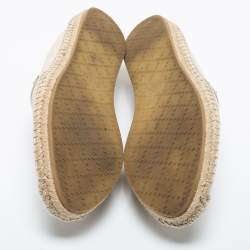 Pre Owned Gucci Cream GG Canvas Espadrilles Flats Size 37.5