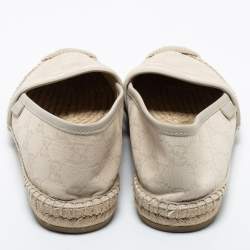 Pre Owned Gucci Cream GG Canvas Espadrilles Flats Size 37.5