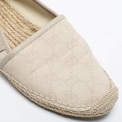 Pre Owned Gucci Cream GG Canvas Espadrilles Flats Size 37.5