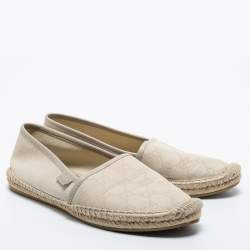 Pre Owned Gucci Cream GG Canvas Espadrilles Flats Size 37.5
