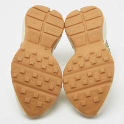 مملوكة مسبقًا Gucci Cream Leather Rhyton Glitter Logo Sneakers Size 36