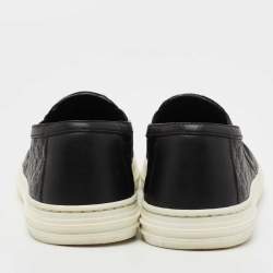Pre Owned Gucci Black Microguccissima Leather Slip On Sneakers Size 36.5