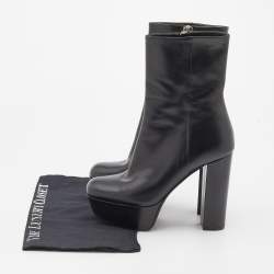 مملوكة مسبقًا Gucci Black Leather Platform Ankle Length Boots Size 38