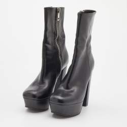 مملوكة مسبقًا Gucci Black Leather Platform Ankle Length Boots Size 38
