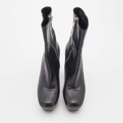 مملوكة مسبقًا Gucci Black Leather Platform Ankle Length Boots Size 38