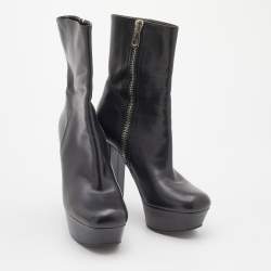 مملوكة مسبقًا Gucci Black Leather Platform Ankle Length Boots Size 38