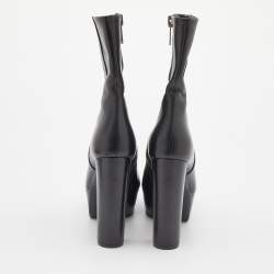 مملوكة مسبقًا Gucci Black Leather Platform Ankle Length Boots Size 38