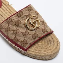 Gucci Beige Canvas GG Espadrilles Flat Sandals  Size 39