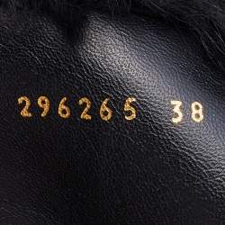 Pre Owned Gucci Black Microguccissima Suede Courtney Wedge Knee Length Boots Size 38