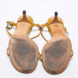 Pre Owned Gucci Tan Leather Interlocking GG Ankle Strap Sandals Size 37