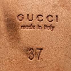 Pre Owned Gucci Tan Leather Interlocking GG Ankle Strap Sandals Size 37