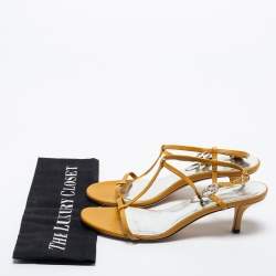 Pre Owned Gucci Tan Leather Interlocking GG Ankle Strap Sandals Size 37