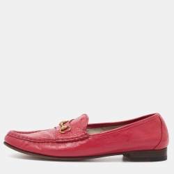 Pre Owned Gucci Pink Patent Leather Horsebit Slip On Loafers Size 42
