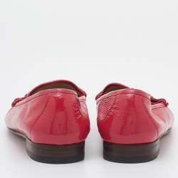 Pre Owned Gucci Pink Patent Leather Horsebit Slip On Loafers Size 42