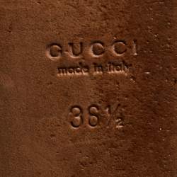 Pre Owned Gucci Black Leather Interlocking G Embellished Logo Ballet Flats Size 36.5