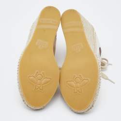 مملوكة مسبقًا Gucci Off White Canvas Logo Wedge Espadrille Sneakers Size 40