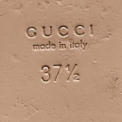 Pre Owned Gucci Black Leather Web Bow Ballet Flats Size 37.5