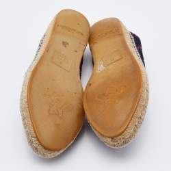 Pre Owned Gucci Navy Blue/Red Wool Espadrille Flats Size 40