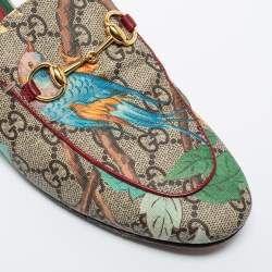 مملوكة مسبقًا Gucci Multicolor Tian Print GG Supreme Canvas Princetown Flat Mules Size 35