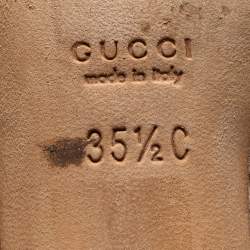 Gucci Beige/Brown GG Canvas Horsebit Slide Sandals Size 35.5