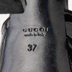 Pre Owned Gucci Black Patent Leather Platform Ankle Strap Pumps Size 37