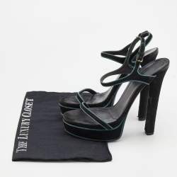 Gucci Black Suede Platform Ankle Strap Sandals Size 37