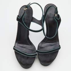 Gucci Black Suede Platform Ankle Strap Sandals Size 37