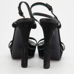 Gucci Black Suede Platform Ankle Strap Sandals Size 37