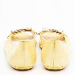 Pre Owned Gucci Yellow Guccissima Patent Leather Buckle Ballet Flats Size 36 