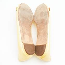 Pre Owned Gucci Yellow Guccissima Patent Leather Buckle Ballet Flats Size 36 