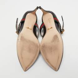 Pre Owned Gucci Black Leather Sylvie Mary Jane Pumps Size 35.5