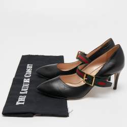 Pre Owned Gucci Black Leather Sylvie Mary Jane Pumps Size 35.5