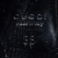 Pre Owned Gucci Black Suede And Leather Horsebit Block Heel Pumps Size 38