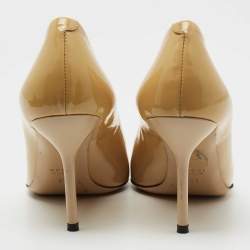 Pre Owned Gucci Beige Patent Leather Pointed Toe Pumps Size 36