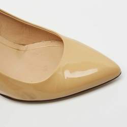 Pre Owned Gucci Beige Patent Leather Pointed Toe Pumps Size 36