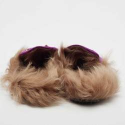 Gucci Purple Fur and Velvet Princetown Mules Size 39