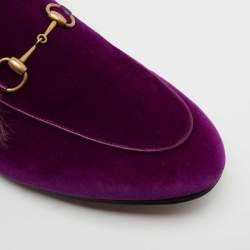 Gucci Purple Fur and Velvet Princetown Mules Size 39