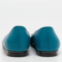 Gucci Blue Leather Horsebit Ballet Flats Size 40  